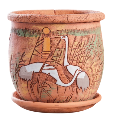 Кашпо Журавли №-3 ЗОЛОТОЕ (D-19см)