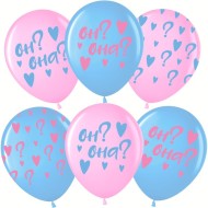 Шар латексный 12/30см пастель Гендер пати голубой/розовый 1уп/25шт Арт 711611