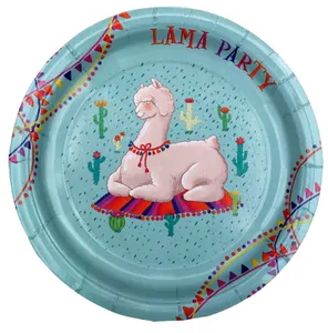 Тарелка бумажная Лама D-17см*6шт Арт-ФЛ-8261
