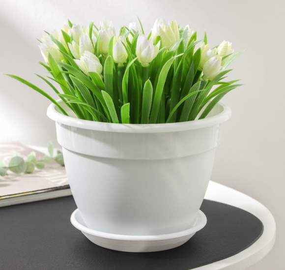 Горшок Антик 4,9лит D-25см Белый с поддоном