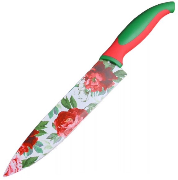 Нож кухонный Розы 20см с антиналипающим покрытием 2802979