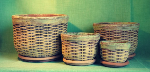 Кашпо Корзинка №-1 (ЗОЛОТОЕ) D-10см