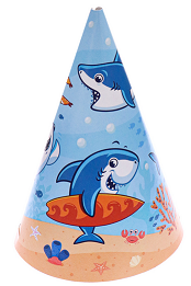 Колпак бумажный Акулы (16см/6шт) Арт-6902