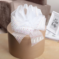 Бант Шар 10см Полоски Белый Арт-133102