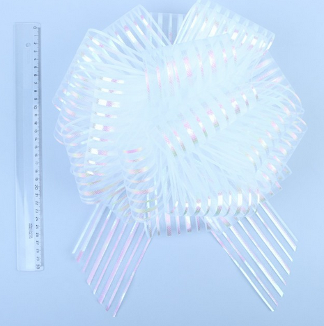 Бант Шар 10см Полоски Белый Арт-133102