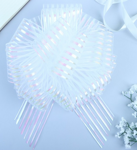 Бант Шар 10см Полоски Белый Арт-133102