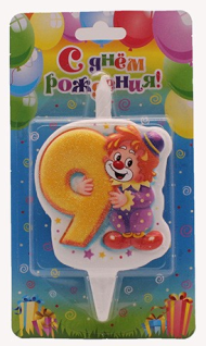 Свеча Цифра 9 Клоун 2989