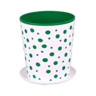 Горшок Горошек 2лит Зелёно-Белый с поддоном М-2753/ БАШ