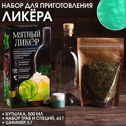 Набор для приготовления напитка Мятный ликер (Штоф 500мл+специи+инструкция) 9233669