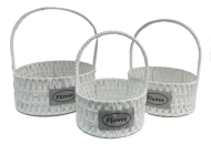 Корзина Набор Плетеных 3шт Flowers HOME Белые Круглые D-18/23/26см