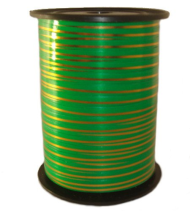 Лента Золот полос 0,5см*250ярд Зелёная А-0542