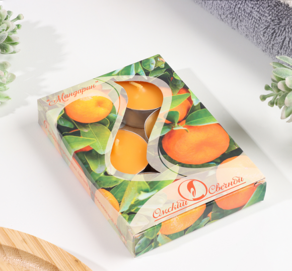 Свеча гильза Ароматизир Мандарин Набор 6шт*12гр