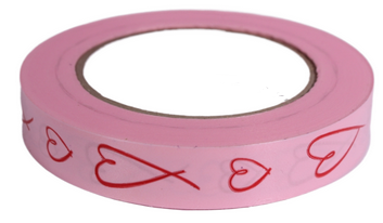 Лента Сердца Итальянские 2см*50ярд Красные на Розовом Лента Сердца Итальянские 2см*50ярд Красные на Розовом