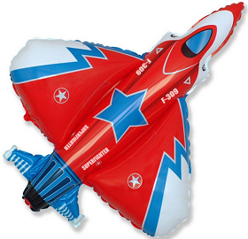 Шар фольгированный 30/76см Самолет Истребитель Красный Арт-1268099