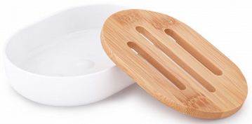 Мыльница бамбук Белая Арт-М-8061 БАШ