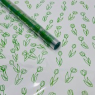 Пленка прозрачная с рисунком Тюльпаны Салатовая 70см/200гр