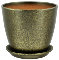 Кашпо Бутон №-ГЛ-11 Глянец Металл Черно-Золотое №-3 (D-18см)