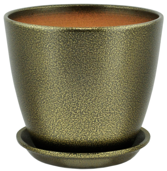 Кашпо Бутон №-ГЛ-11 Глянец Металл Черно-Золотое №-3 (D-18см)