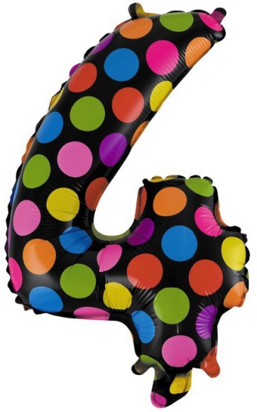 Шар ЦИФРА фольгированный № 4 16"41см Супер Яркий