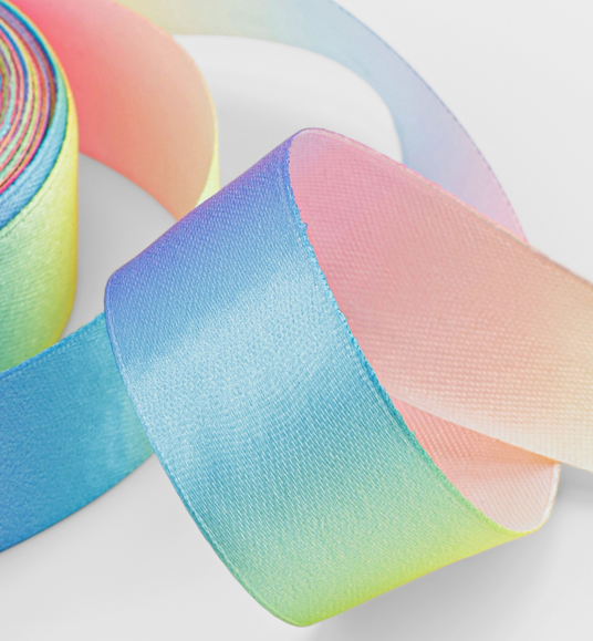 Лента Атласная с рисунком 25мм*18ярд Радуга Лента Атласная с рисунком 25мм*18ярд Радуга