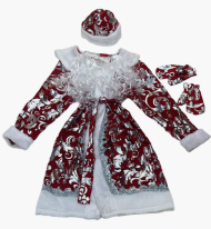 Костюм Дед Мороз Детский (шуба, шапка, варежки, пояс,борода)