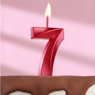 Свеча Цифра 7 Грань Красный металлик Арт-5928511