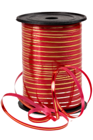 Лента Золот полос 0,5см*250ярд Красная А-0537