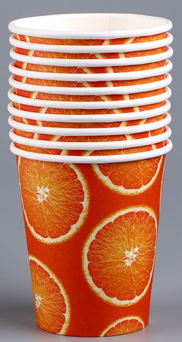Стакан бумажный Апельсин 250мл*10шт Арт-9599583 Стакан бумажный Апельсин 250мл*10шт Арт-9599583