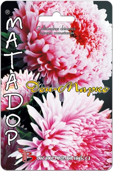 Цветы Астра Матадор Дон Марко ЦВ/П (БИО) бело-розовая пионовидная+принцесса однолетник до 1м
