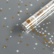 Пленка прозрачная с рисунком Искра Золото-Белая 70см/200гр