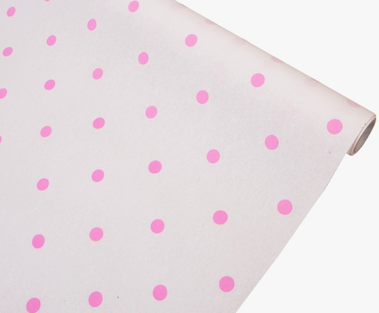 Бумага крафт Горох розовый на белом 70см*10м см Бумага крафт Горох розовый на белом 70см*10м см