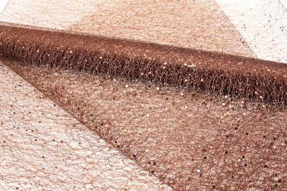 Сетка Паутинка с блестками Коричневая 48см*5м