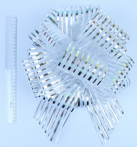 Бант Шар 10см Полоски Серебро Арт-133103