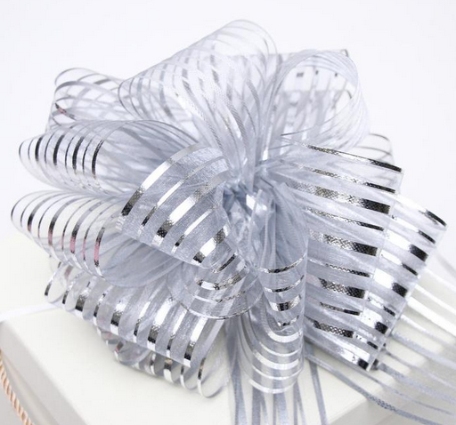 Бант Шар 10см Полоски Серебро Арт-133103