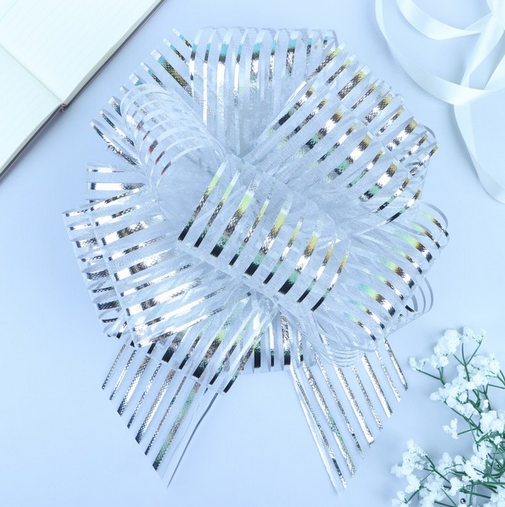 Бант Шар 10см Полоски Серебро Арт-133103