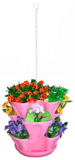 Горшок Цветник Каскад многоярусный (на цепях) Розовый