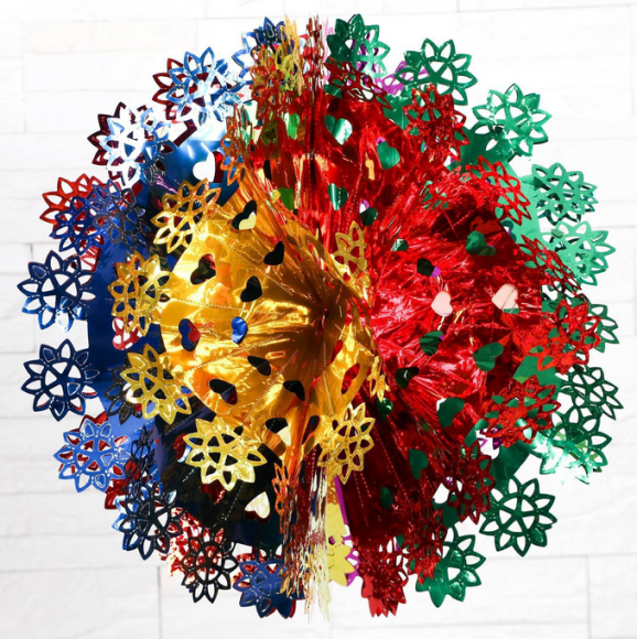 Декор потолочный 3-D Шар Сердечки/Цветочки D-42см фольгированный Арт-2371095