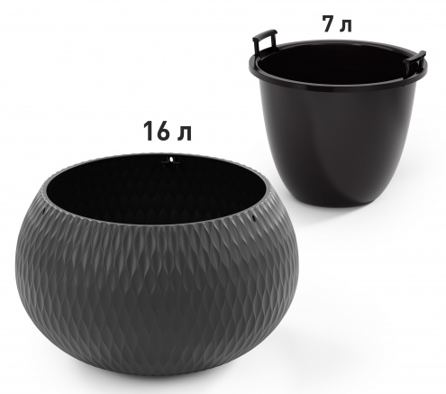 Горшок Жемчужина подвесной 7лит Графитовый М-8919 (с подвесом - трос)