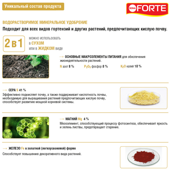 Удобрение Бона Форте Гортензий и кислолюбивых растений 100гр (1уп/10шт) (Зал Упаковка)