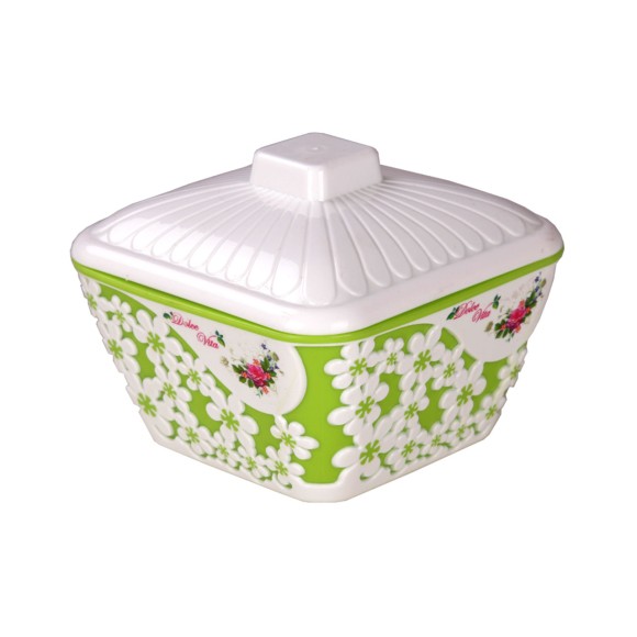 Салатник пластик Дольче Вита с крышкой 0,5лит Зелён-Бел Арт-М-3583 (БАШ)