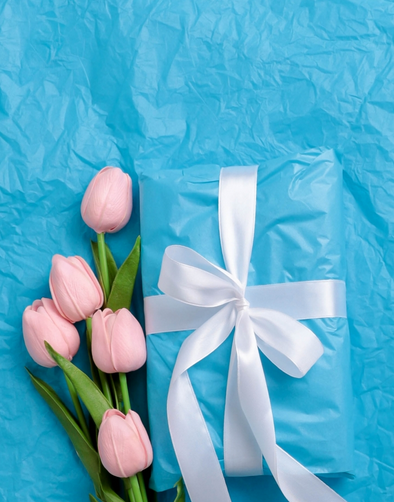 Бумага листами Тишью 50*66см Голубая (1уп/10шт) ЦЕНА за лист