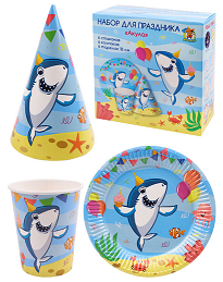 Набор бумажной посуды Акула 6 персон Арт-0946
