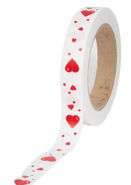 Лента Сердца Польские 2см*50ярд Красные на Белом
