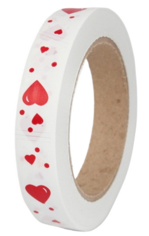 Лента Сердца Польские 2см*50ярд Красные на Белом Лента Сердца Польские 2см*50ярд Красные на Белом