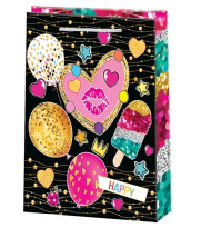 Сумочка пакет картон 180*227*100мм HAPPY Арт-10-30-386 M