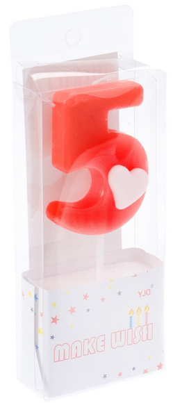 Свеча Цифра 5 с Сердечком Арт-С-2994 Свеча Цифра 5 с Сердечком Арт-С-2994