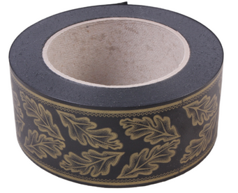 Лента Дубовый лист Чёрная 5см*50ярд Простая Арт 555