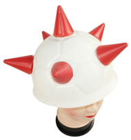 Каска белая с красными рогами 329564