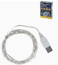 Электрогирлянда 5м 50ламп Белый свет MILED USB Арт-3020