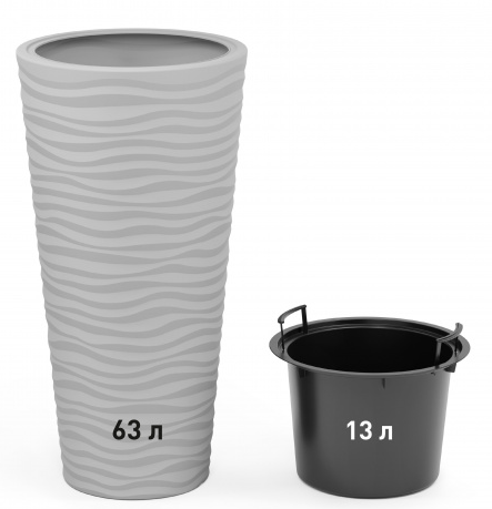 Горшок Оазис 63лит Серый (со вставкой 13лит) М-8082 (D-29см)